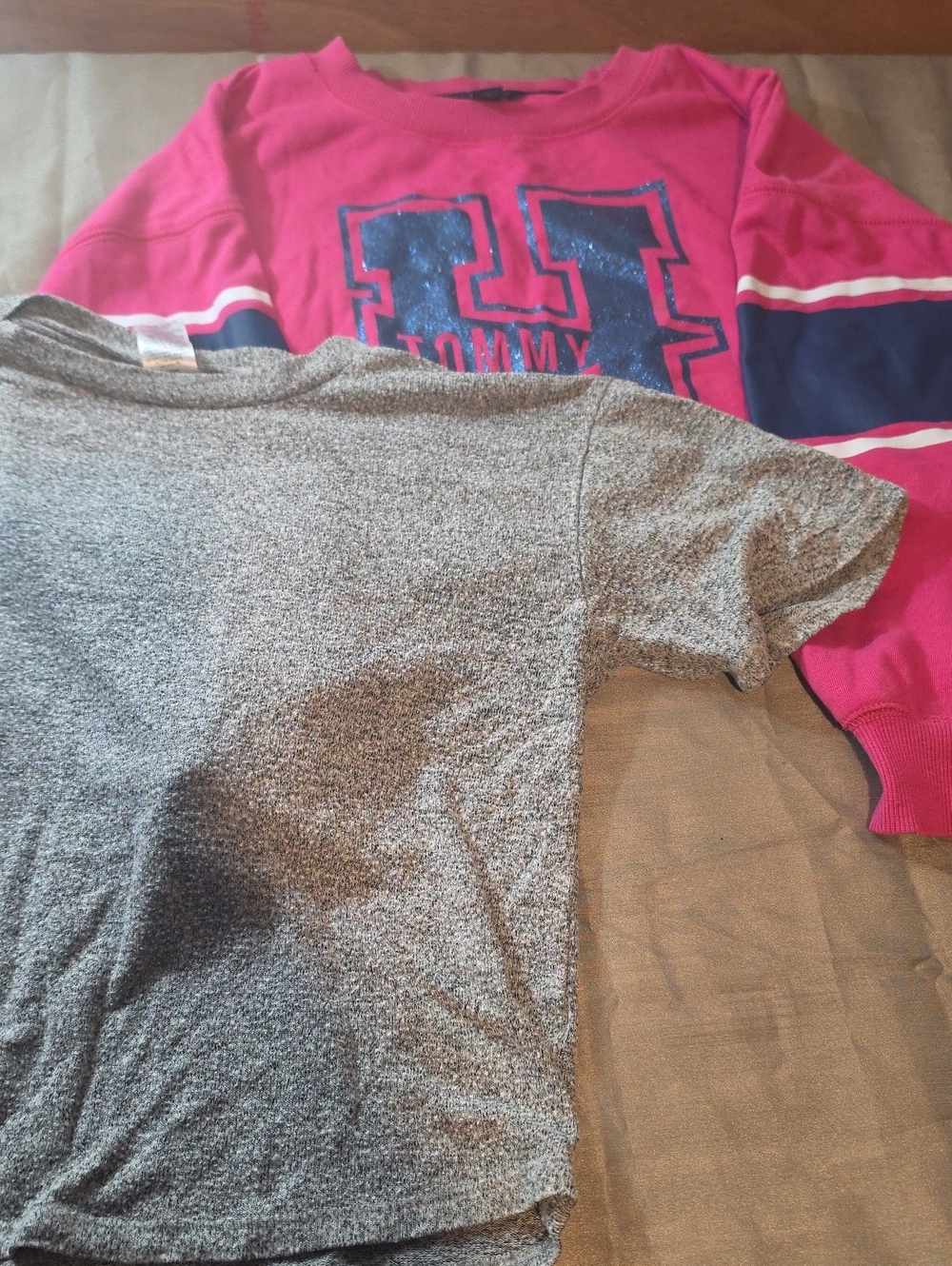 Tommy Hilfiger Bright Pink Long Sleeve Crop Top W/bonus Tee